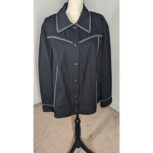Dana Buchman Shirt Womens 22 Black Western Cowgirl Rodeo Yoke Snap Button